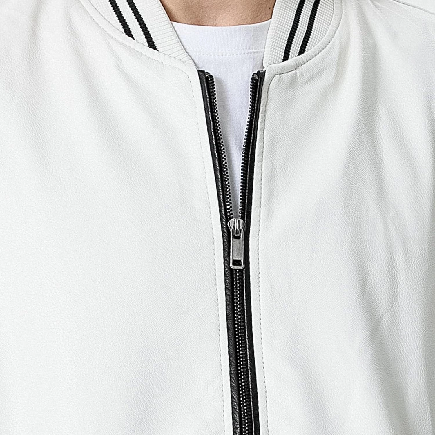 chuida Mens Stand Collar leather jacket Motorcycle Lightweight leather jacket men Faux Leather Bomber Casual Outwear