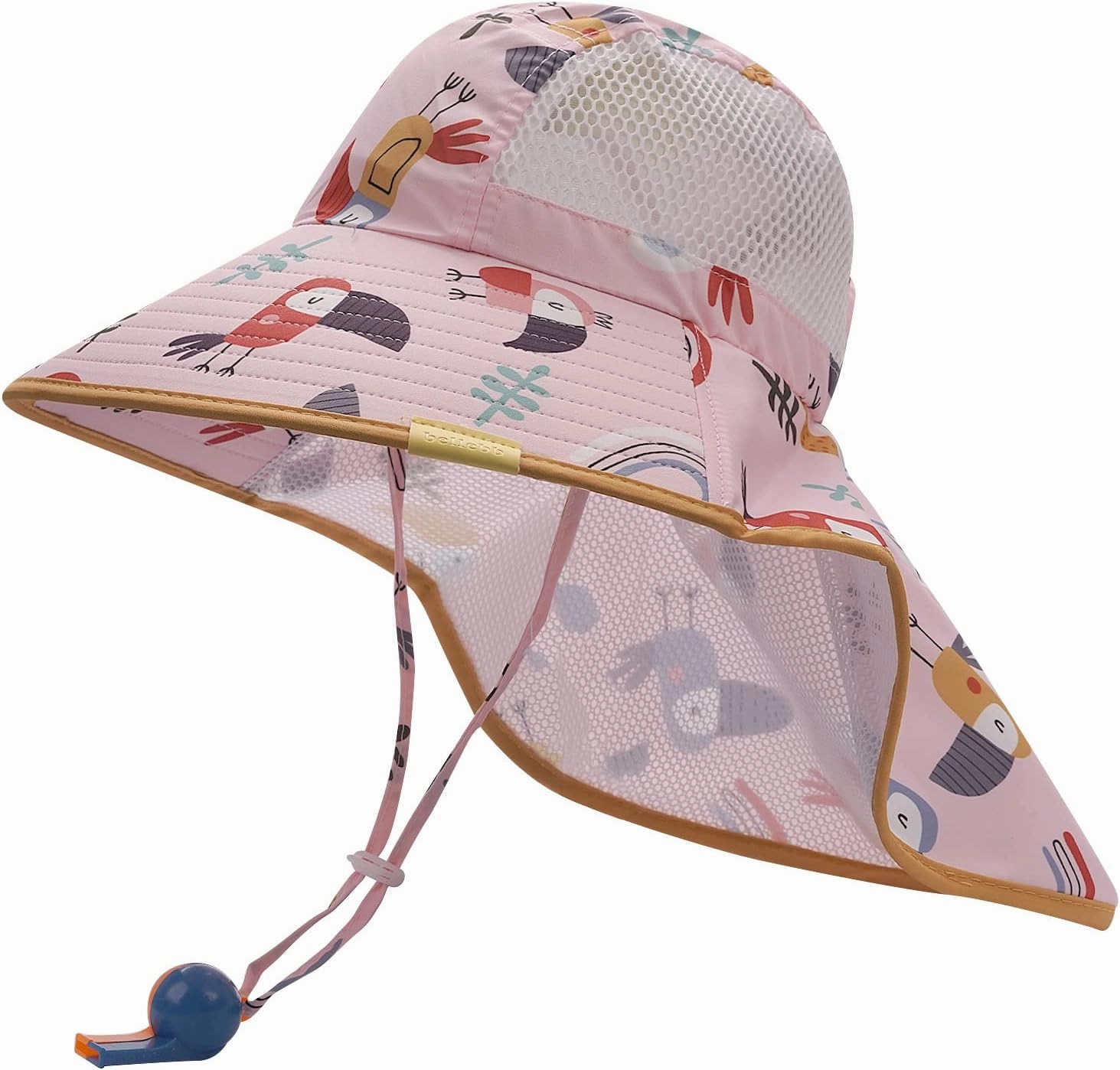 CLAPE UPF50  Kids Sun Hat Mesh Bucket Caps with Neck Flap Summer Beach Hat Infant Play Caps Fisherman Travel Caps for Camping