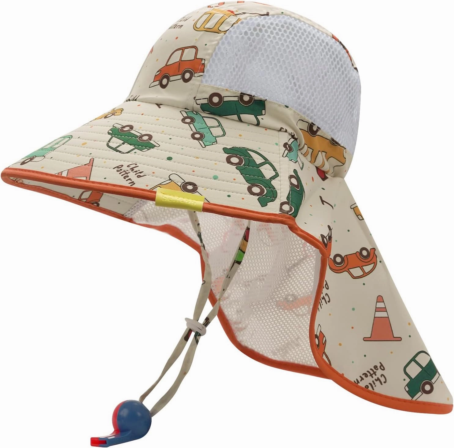CLAPE UPF50  Kids Sun Hat Mesh Bucket Caps with Neck Flap Summer Beach Hat Infant Play Caps Fisherman Travel Caps for Camping