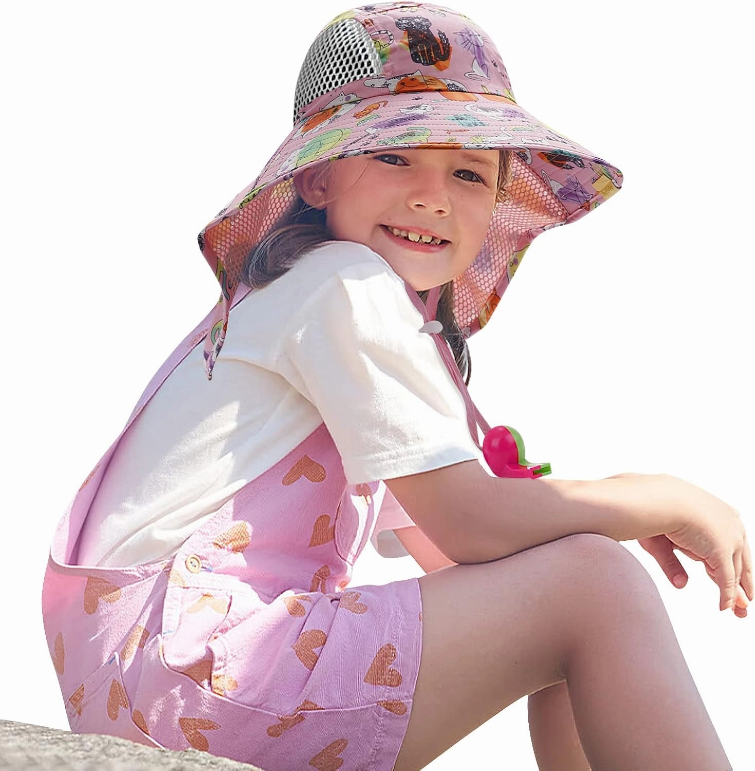 CLAPE UPF50  Kids Sun Hat Mesh Bucket Caps with Neck Flap Summer Beach Hat Infant Play Caps Fisherman Travel Caps for Camping