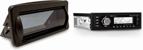 Clarion M508 Single DIN Digital Media Receiver with Built-in Bluetooth with Creative Audio CAMC1B Marine Single DIN Radio Mounting Kit with Retractable Cover (Black)