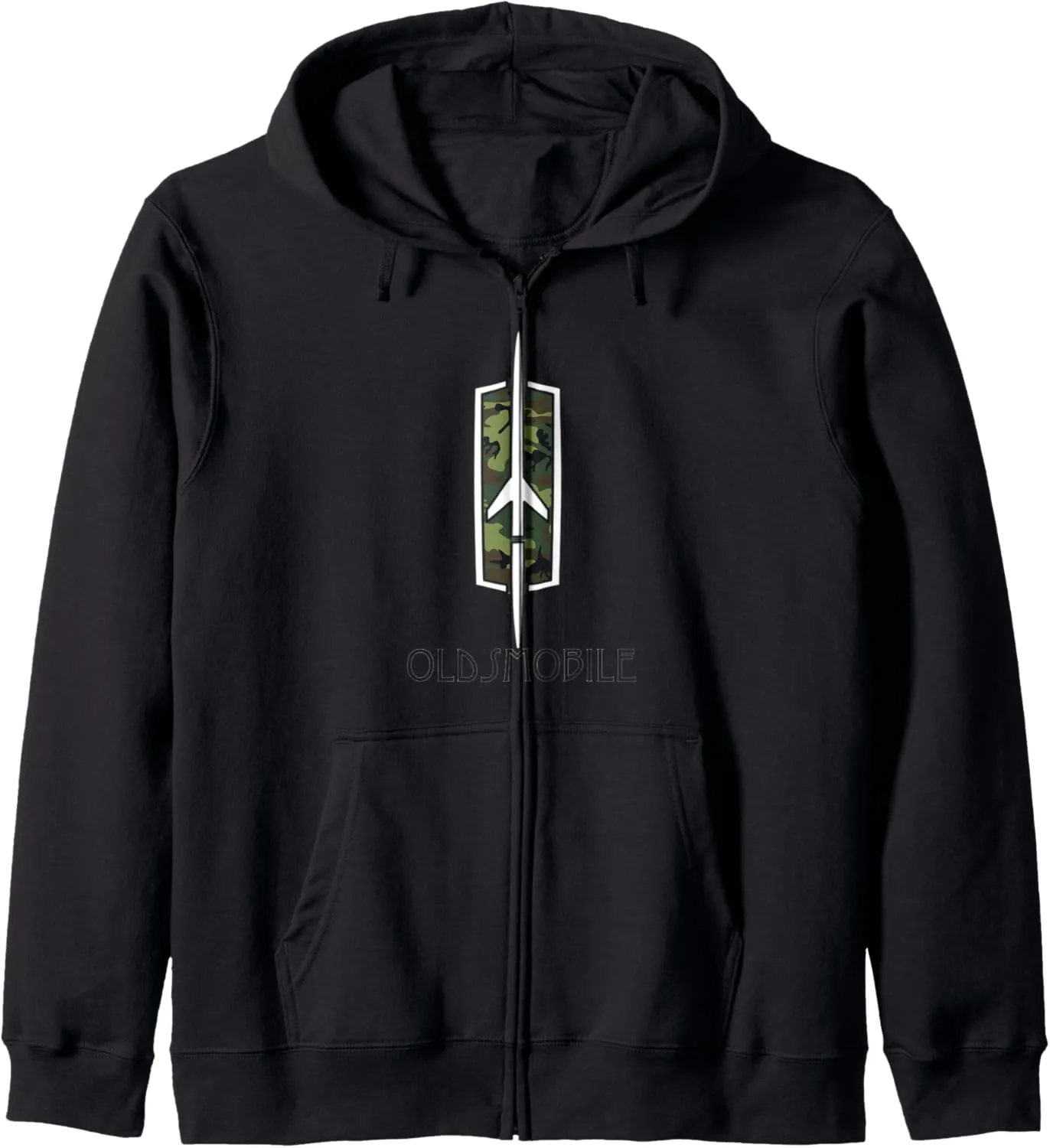 Classic Car Show Vintage Oldsmobile Camouflage Rocket Logo Zip Hoodie