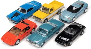 Classic Gold Collection 2021 Set A of 6 Cars Release 4 1/64 Diecast Model Cars by Johnny Lightning JLCG027A