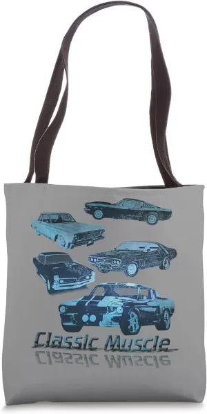 Classic Muscle Cars Lineup Racing Graphic Tote Bag