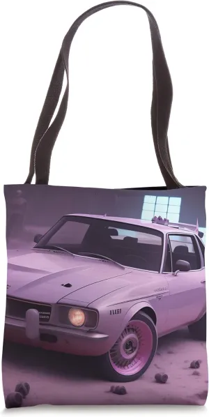 Classic Roadster Sports Car Retro Style Driving Pink Purple Tote Bag