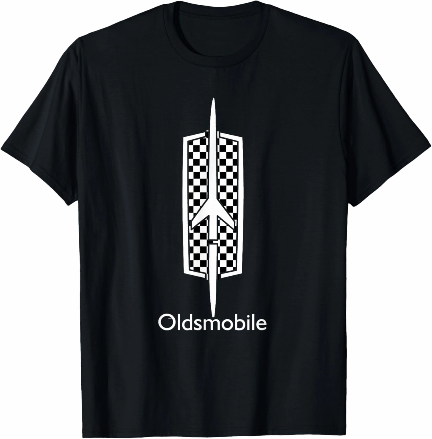 Classic Car Show Vintage Oldsmobile Checkered Rocket Logo T-Shirt