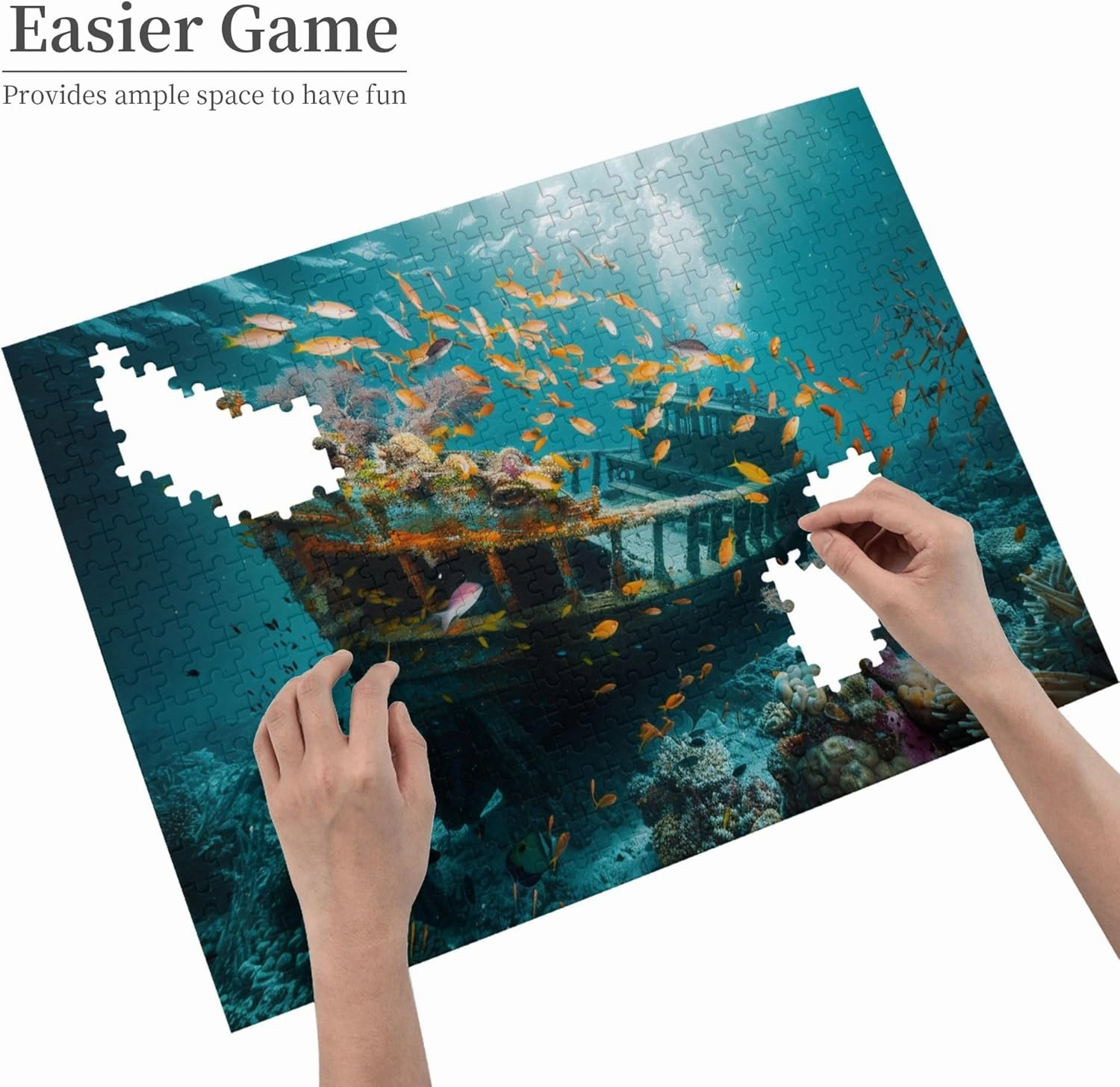 Classic Underwater shipwrecks and Fish 500 Piece Wooden Puzzle,Challenging Brain Exercise,500 Piece Jigsaw Puzzle for Adults Challenging Puzzle Perfect for Game Nights,for Puzzle Lover Gift