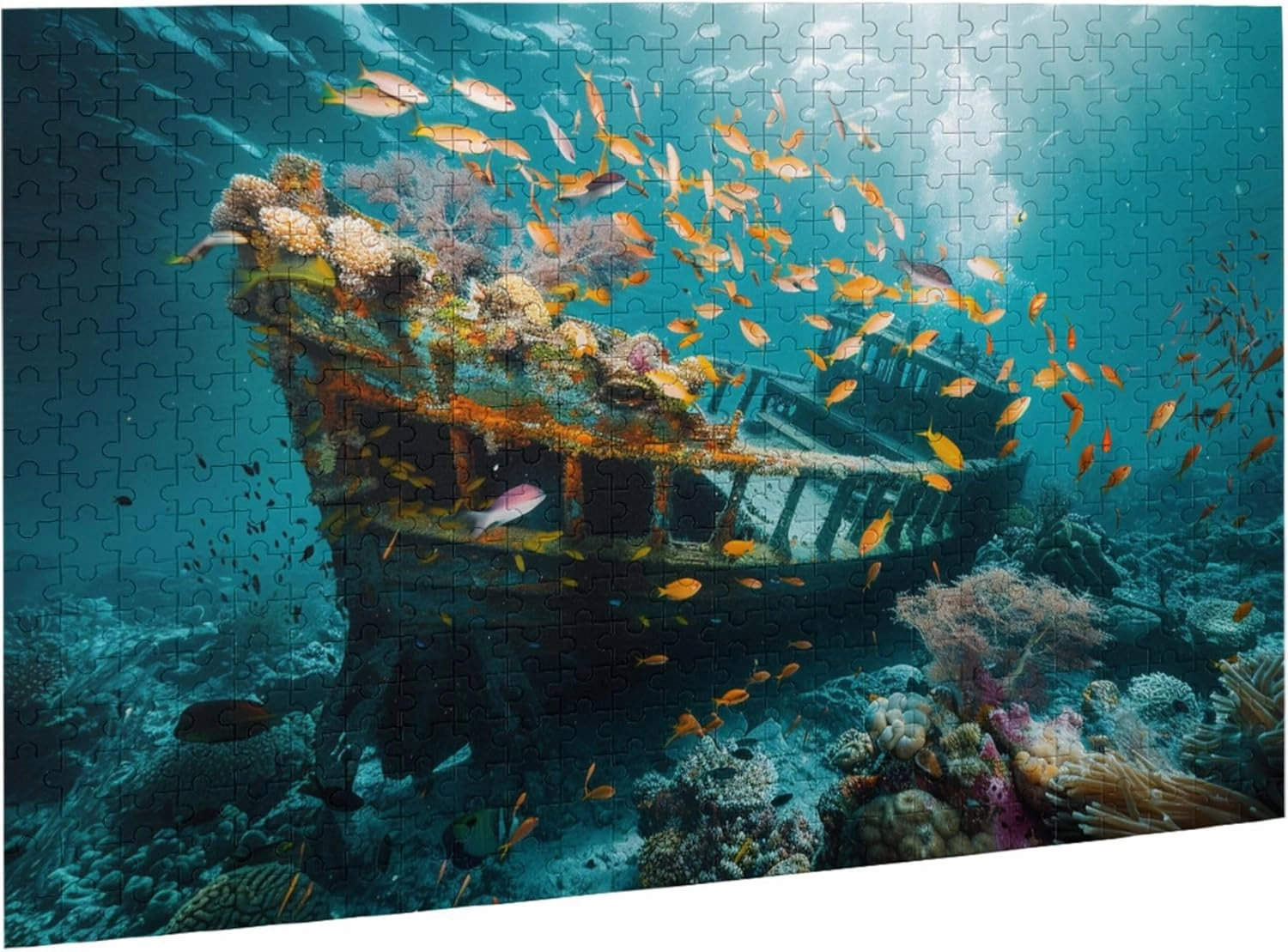 Classic Underwater shipwrecks and Fish 500 Piece Wooden Puzzle,Challenging Brain Exercise,500 Piece Jigsaw Puzzle for Adults Challenging Puzzle Perfect for Game Nights,for Puzzle Lover Gift