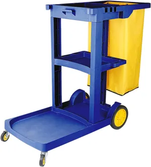 Cleaning Trolley Reinforced Plastic Material, Cleaning carts on Wheels Super Strong Load-Bearing, Three-Layer Storage partition and Large Storage Capacity, with Swivel Castors(Blue)