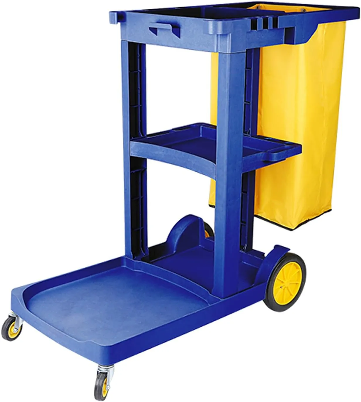 Cleaning Trolley Reinforced Plastic Material, Cleaning carts on Wheels Super Strong Load-Bearing, Three-Layer Storage partition and Large Storage Capacity, with Swivel Castors(Blue)