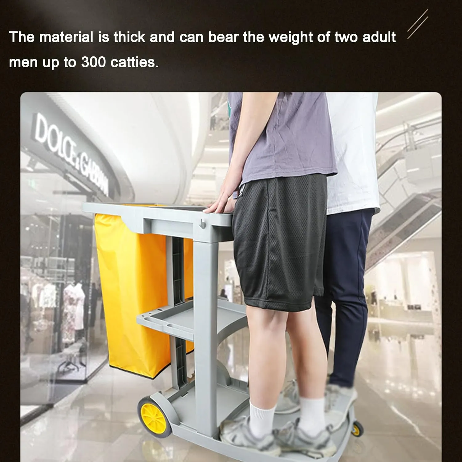 Cleaning Trolley Reinforced Plastic Material, Cleaning carts on Wheels Super Strong Load-Bearing, Three-Layer Storage partition and Large Storage Capacity, with Swivel Castors(Blue)