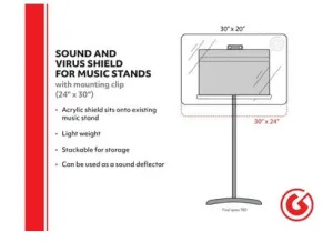 Clear Plexiglass Expander for Music Stand 5-Pack Clear 24“ X 30” Panel With Clips