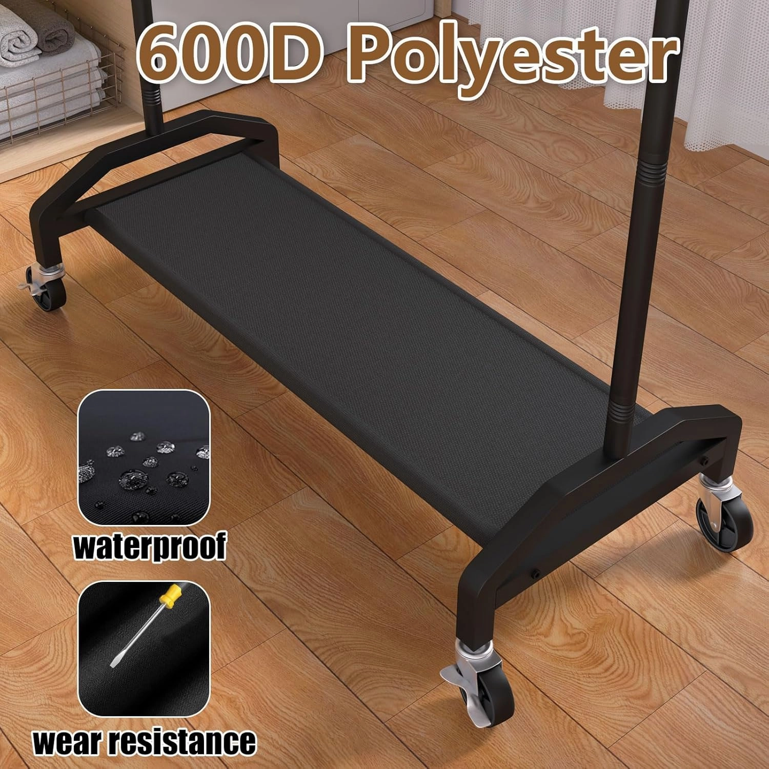 Clothes Rack Clothing Racks for Hanging Rolling Heavy Duty Coat Rack Drying Rack Clothing 200lbs Capacity 3" Industrial Wheels, 1" Pipe,Rolling Garment Rack Black