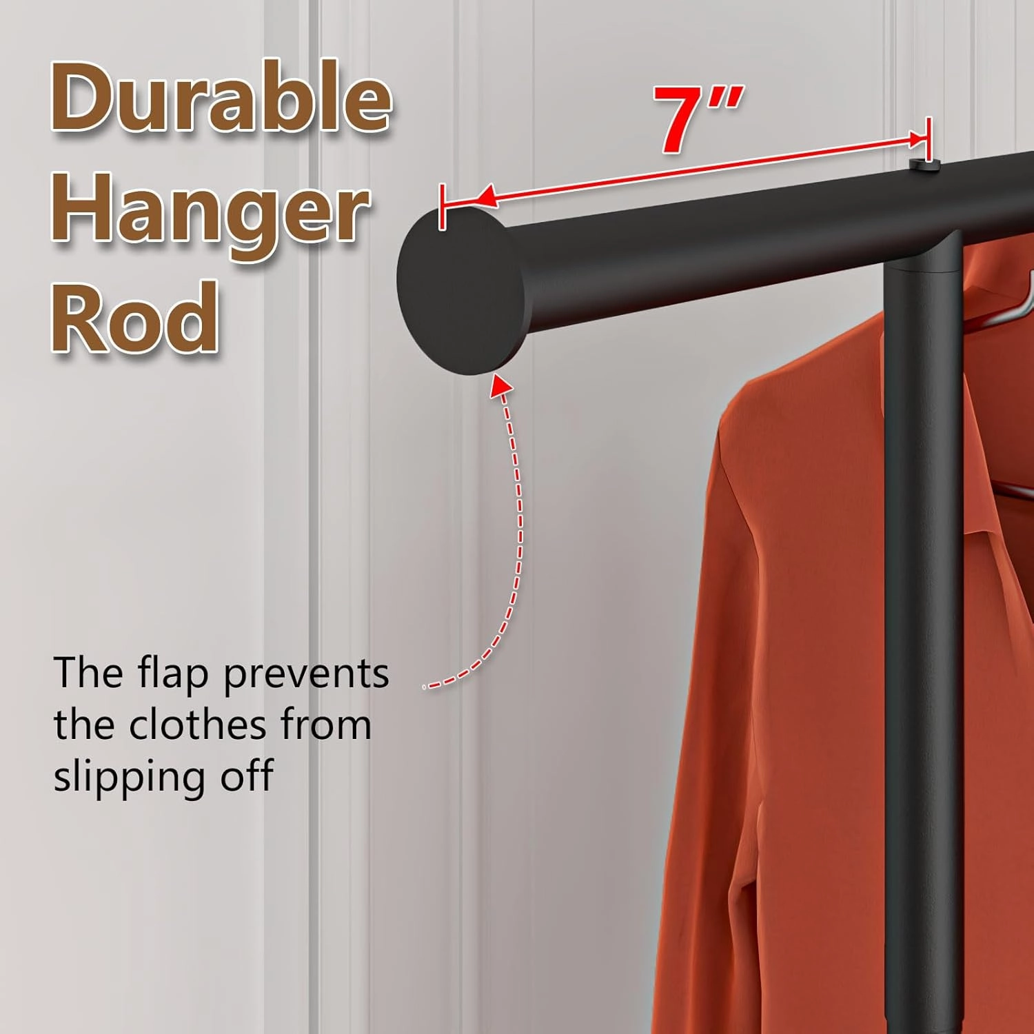 Clothes Rack Clothing Racks for Hanging Rolling Heavy Duty Coat Rack Drying Rack Clothing 200lbs Capacity 3" Industrial Wheels, 1" Pipe,Rolling Garment Rack Black