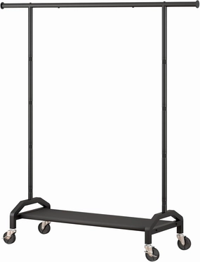 Clothes Rack Clothing Racks for Hanging Rolling Heavy Duty Coat Rack Drying Rack Clothing 200lbs Capacity 3" Industrial Wheels, 1" Pipe,Rolling Garment Rack Black