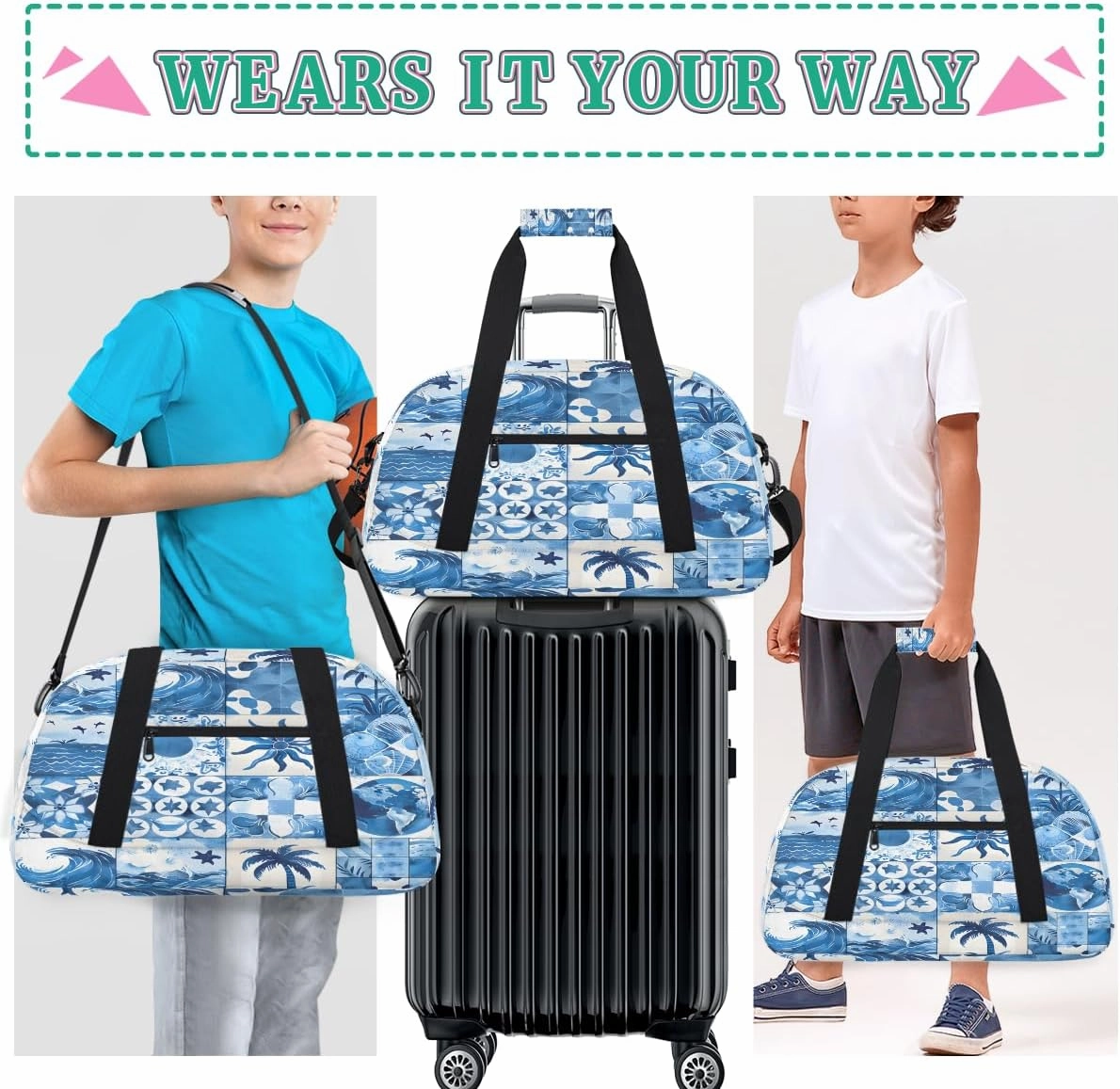 Coastal Sea Animal Kids Overnighter Duffel Bags for Boys, Carry-On Size Sports Gym Bag with Front Zipper Pocket for School Practice or Overnight Travel Weekender Sleepover Tote Bag