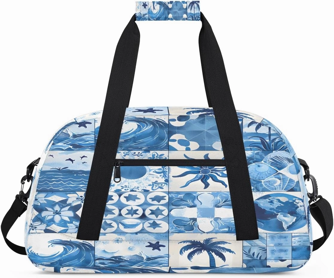 Coastal Sea Animal Kids Overnighter Duffel Bags for Boys, Carry-On Size Sports Gym Bag with Front Zipper Pocket for School Practice or Overnight Travel Weekender Sleepover Tote Bag