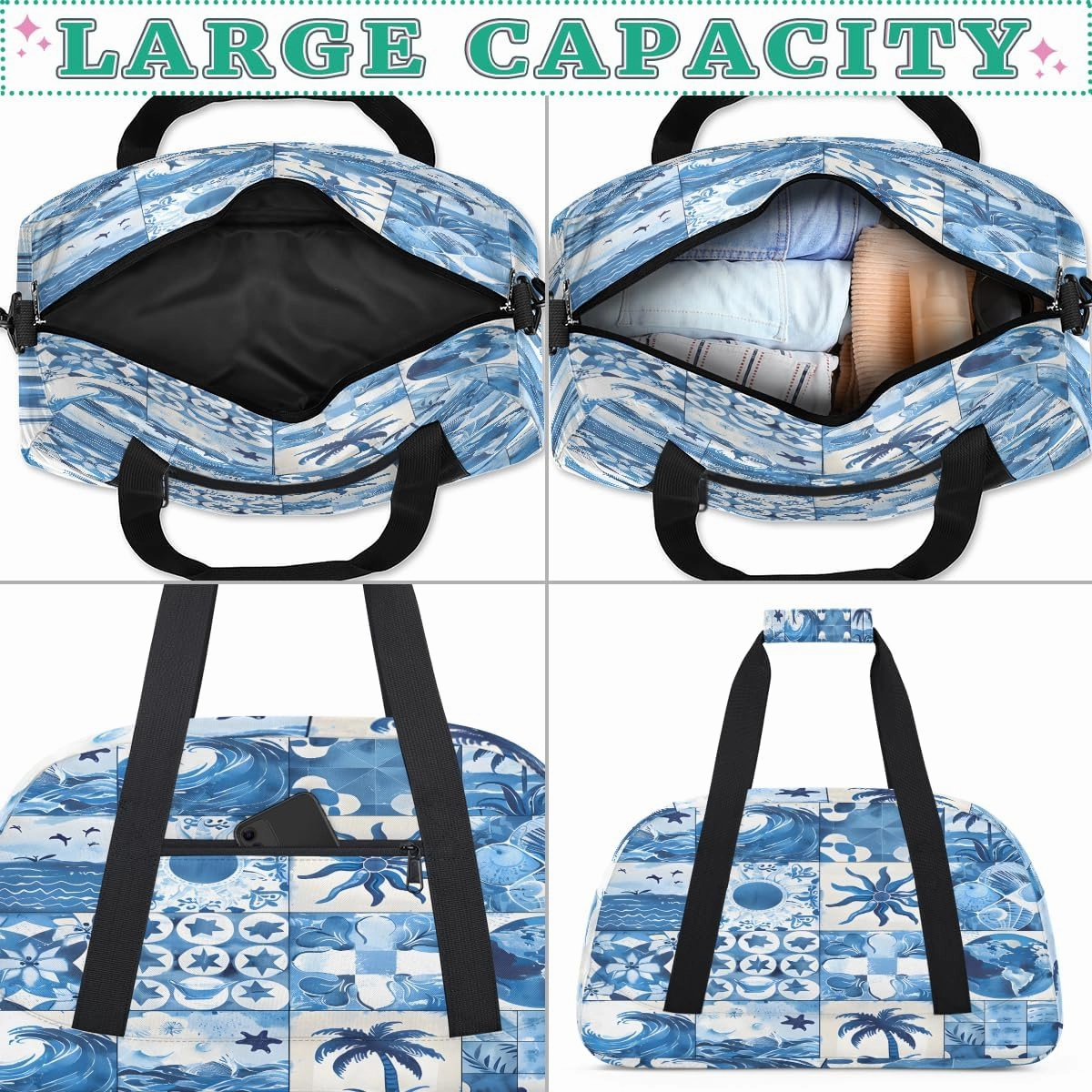 Coastal Sea Animal Kids Overnighter Duffel Bags for Boys, Carry-On Size Sports Gym Bag with Front Zipper Pocket for School Practice or Overnight Travel Weekender Sleepover Tote Bag