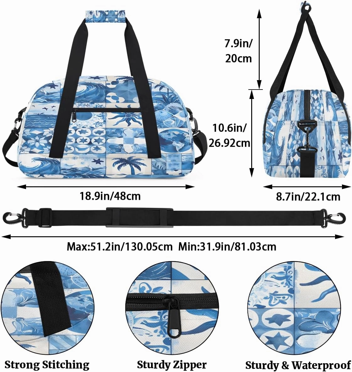 Coastal Sea Animal Kids Overnighter Duffel Bags for Boys, Carry-On Size Sports Gym Bag with Front Zipper Pocket for School Practice or Overnight Travel Weekender Sleepover Tote Bag