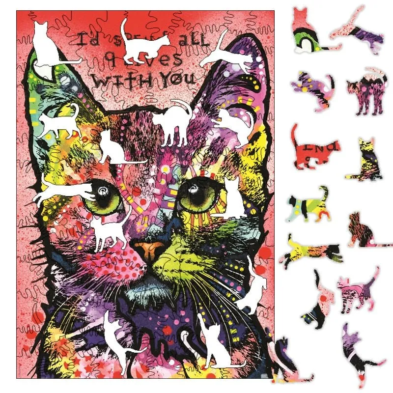 Colorful Bengal Cat Portrait 3D Wood Jigsaw Puzzle