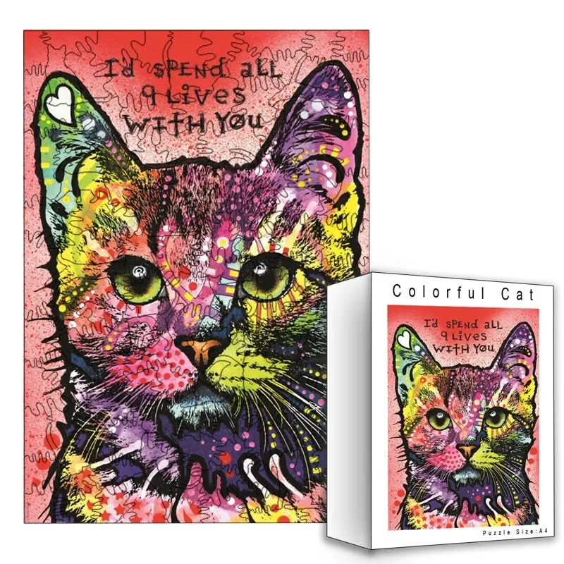 Colorful Bengal Cat Portrait 3D Wood Jigsaw Puzzle