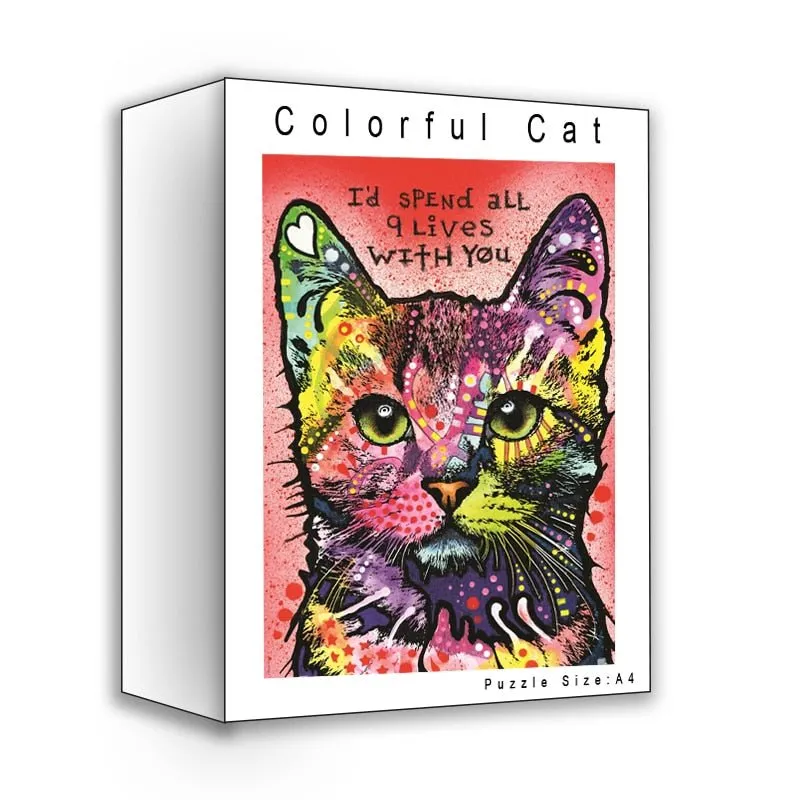 Colorful Bengal Cat Portrait 3D Wood Jigsaw Puzzle