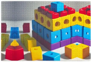 Colorful Building Blocks Wooden Puzzle 1000 Pieces (Horizontal), to Train Thinking and Hands-on Skills