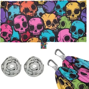 Colorful Cartoon Skulls Outdoor Hammocks with Portabl Carry Bag Portable Hammock for Outside Beach Patio Garden