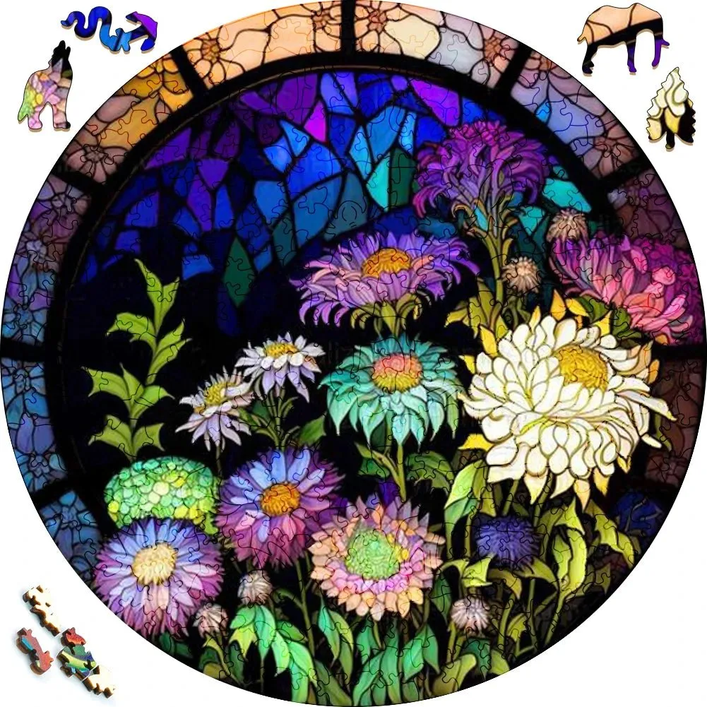 'Colorful Chrysanthemums Flower' 3D Wood Jigsaw Puzzle