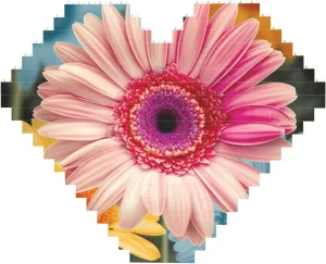 Colorful Daisy Flower Building Block Puzzle Heart Shaped Personalized Photo Building Blocks Puzzles Family Keepsake DIY Romantic Home Decor Anniversary Birthday Gifts for Her, Him, Lovers, Couples