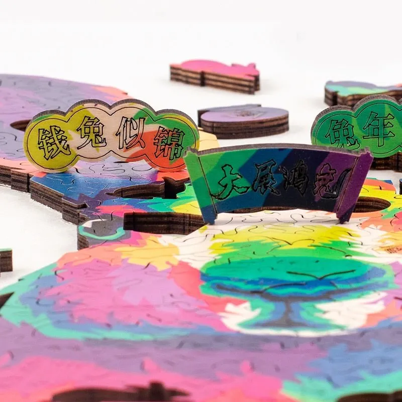 Colorful Rabbit 'Purple' 3D Wood Jigsaw Puzzle