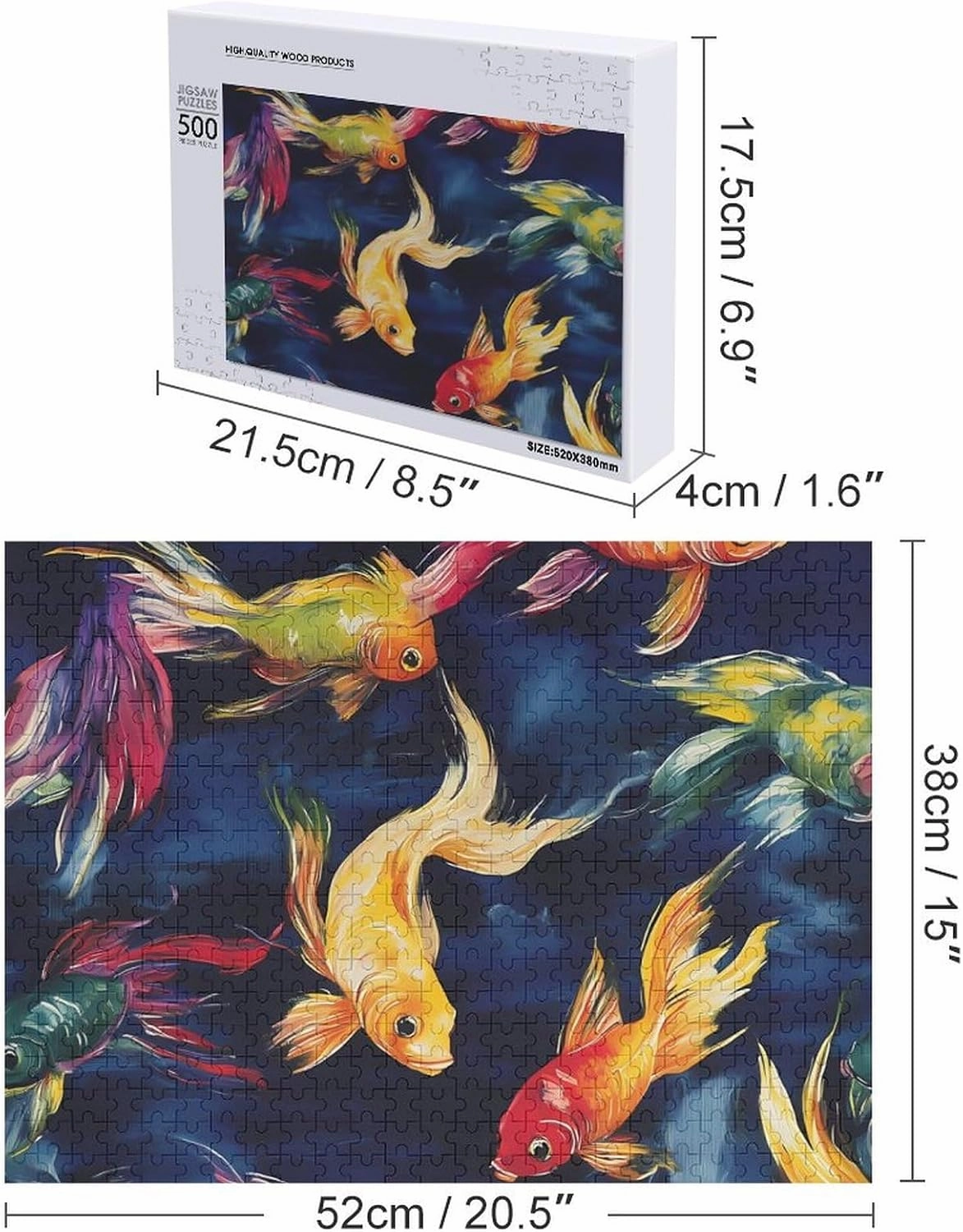 Colorful Japanese Fish Funy Jigsaw Puzzles Wooden Intellectual Puzzles Adults Brain-Teasing Game for Idea Gift