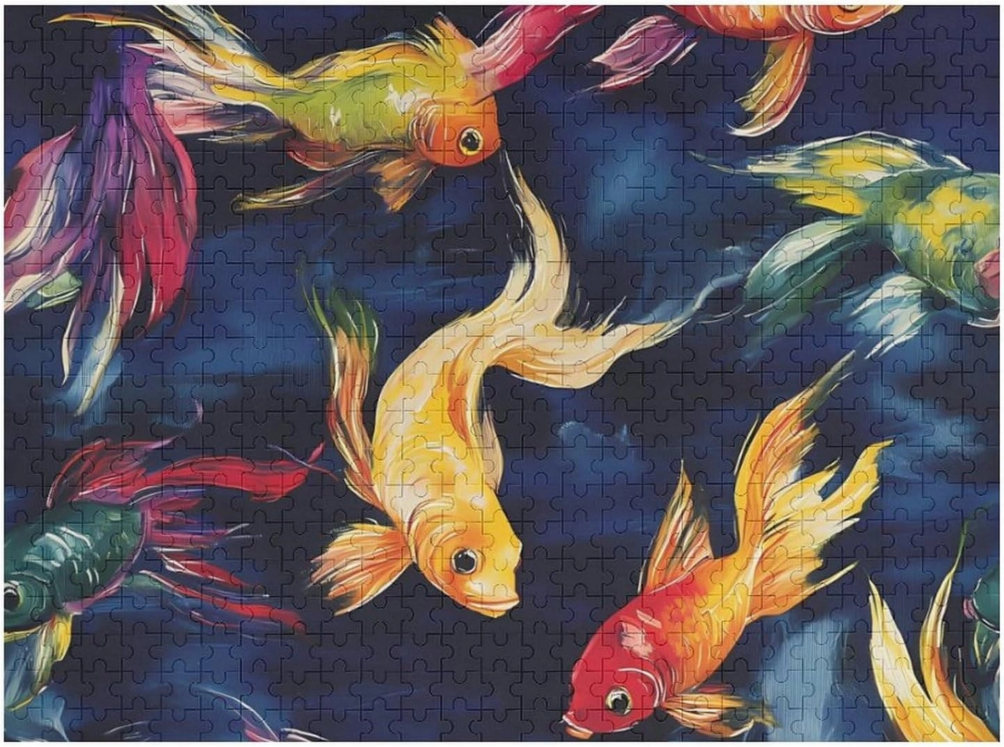 Colorful Japanese Fish Funy Jigsaw Puzzles Wooden Intellectual Puzzles Adults Brain-Teasing Game for Idea Gift