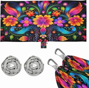 Colorful Mexican Floral Camping Hammock, 330 lbs with 2 Tree Straps, Carry Bag, Single Portable Hammock for Outdoor/Indoor, Hiking, Beach, Backpacking, Travel