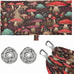 Colorful Mushrooms Camping Hammock, 330 lbs with 2 Tree Straps, Carry Bag, Single Portable Hammock for Outdoor/Indoor, Hiking, Beach, Backpacking, Travel