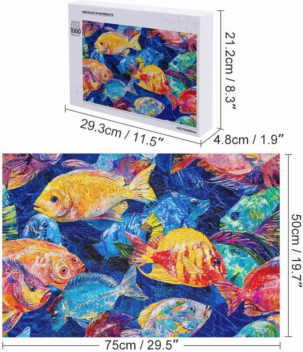 Colorful Tropical Fish Funy Jigsaw Puzzles Wooden Intellectual Puzzles Adults Brain-Teasing Game for Idea Gift