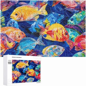 Colorful Tropical Fish Funy Jigsaw Puzzles Wooden Intellectual Puzzles Adults Brain-Teasing Game for Idea Gift