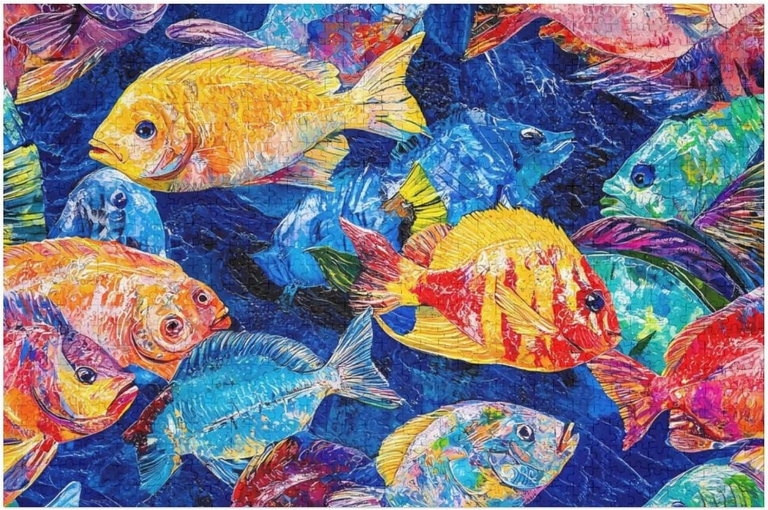 Colorful Tropical Fish Funy Jigsaw Puzzles Wooden Intellectual Puzzles Adults Brain-Teasing Game for Idea Gift