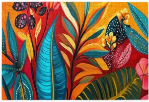 Colors Plant Illustration Art, 1000 Pcs Adult Wooden Jigsaw Puzzles,Jungle Challenge to Relieve Pressure，Let Your Imagination Run Wild，Party Events to Bring People Closer Together