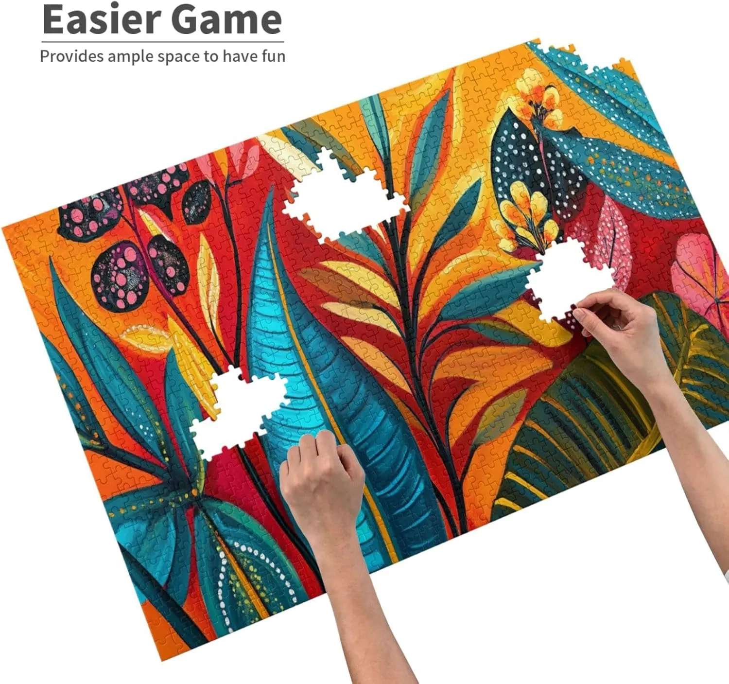 Colors Plant Illustration Art, 1000 Pcs Adult Wooden Jigsaw Puzzles,Jungle Challenge to Relieve Pressure，Let Your Imagination Run Wild，Party Events to Bring People Closer Together