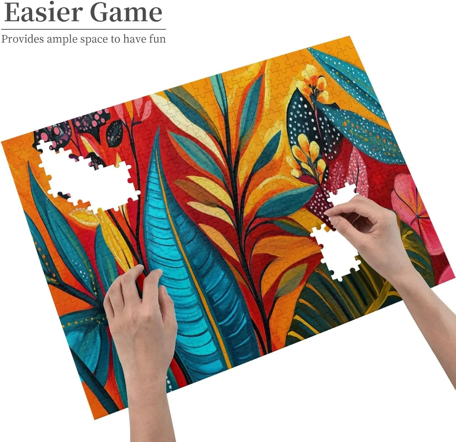 Colors Plant Illustration Art, 500 Pcs Adult Wooden Jigsaw Puzzles,Jungle Challenge to Relieve Pressure，Let Your Imagination Run Wild，Party Events to Bring People Closer Together