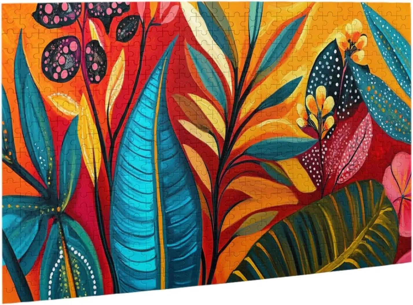 Colors Plant Illustration Art, 500 Pcs Adult Wooden Jigsaw Puzzles,Jungle Challenge to Relieve Pressure，Let Your Imagination Run Wild，Party Events to Bring People Closer Together