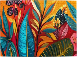 Colors Plant Illustration Art, 500 Pcs Adult Wooden Jigsaw Puzzles,Jungle Challenge to Relieve Pressure，Let Your Imagination Run Wild，Party Events to Bring People Closer Together