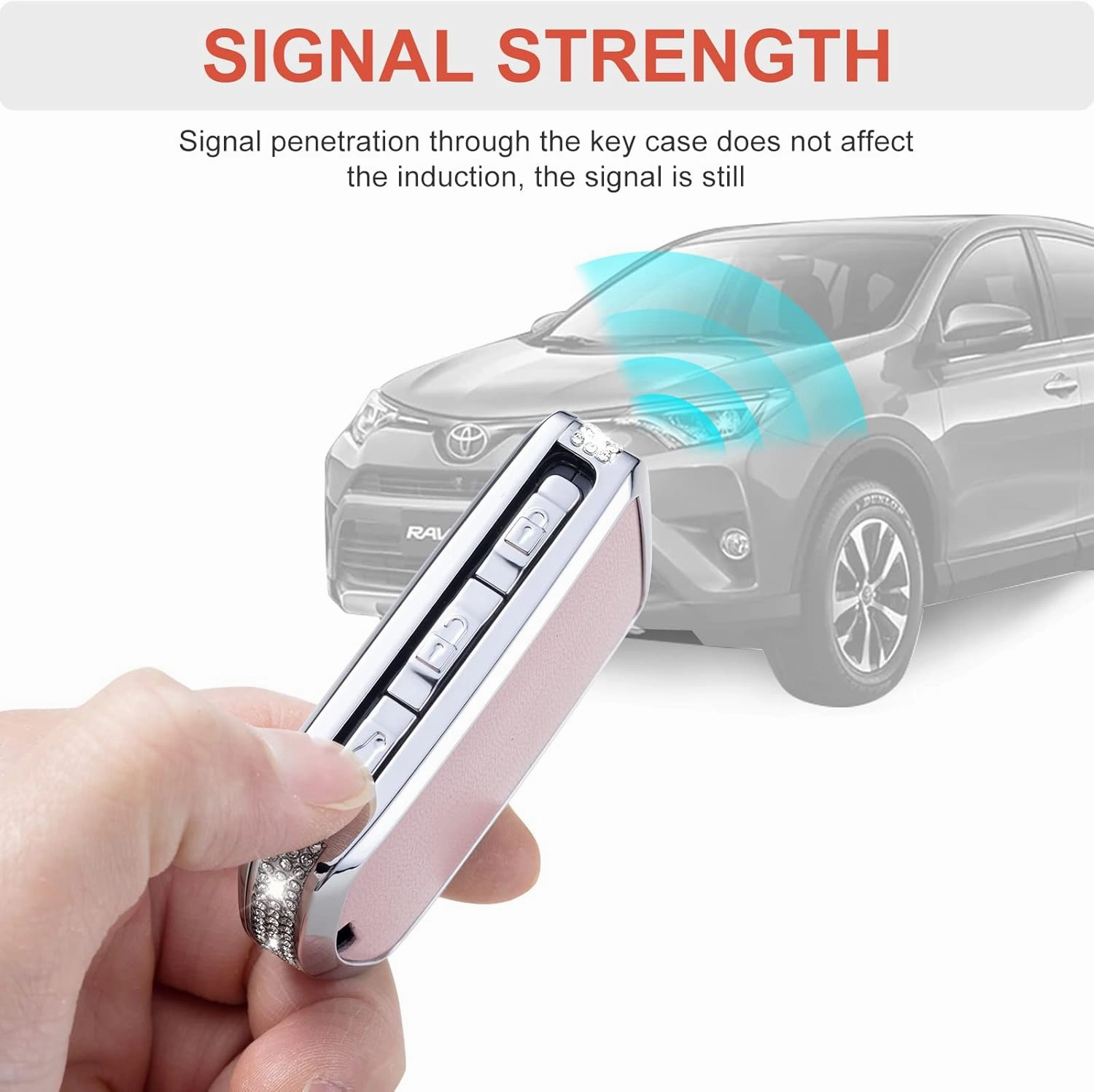 Compatible with Volvo Key Fob Cover with Keychain Leather Crystal 360 Degree Protection Key Shell Case for Volvo XC90, XC60, XC40, S60, S90, V60, V90, Polestar 1, Polestar 2 (Pink)