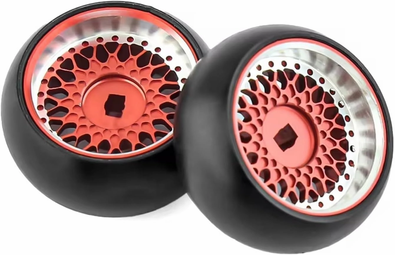 Compatible with Wltoys 284131 K969 for Kyosho for Mini-Z 1/28 RC Hard Plastic Drift Tires Tyre Metal Wheel Rim Car Upgrades Parts RC Wheel Tires(Red)