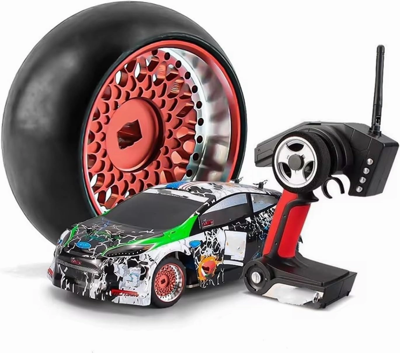 Compatible with Wltoys 284131 K969 for Kyosho for Mini-Z 1/28 RC Hard Plastic Drift Tires Tyre Metal Wheel Rim Car Upgrades Parts RC Wheel Tires(Red)