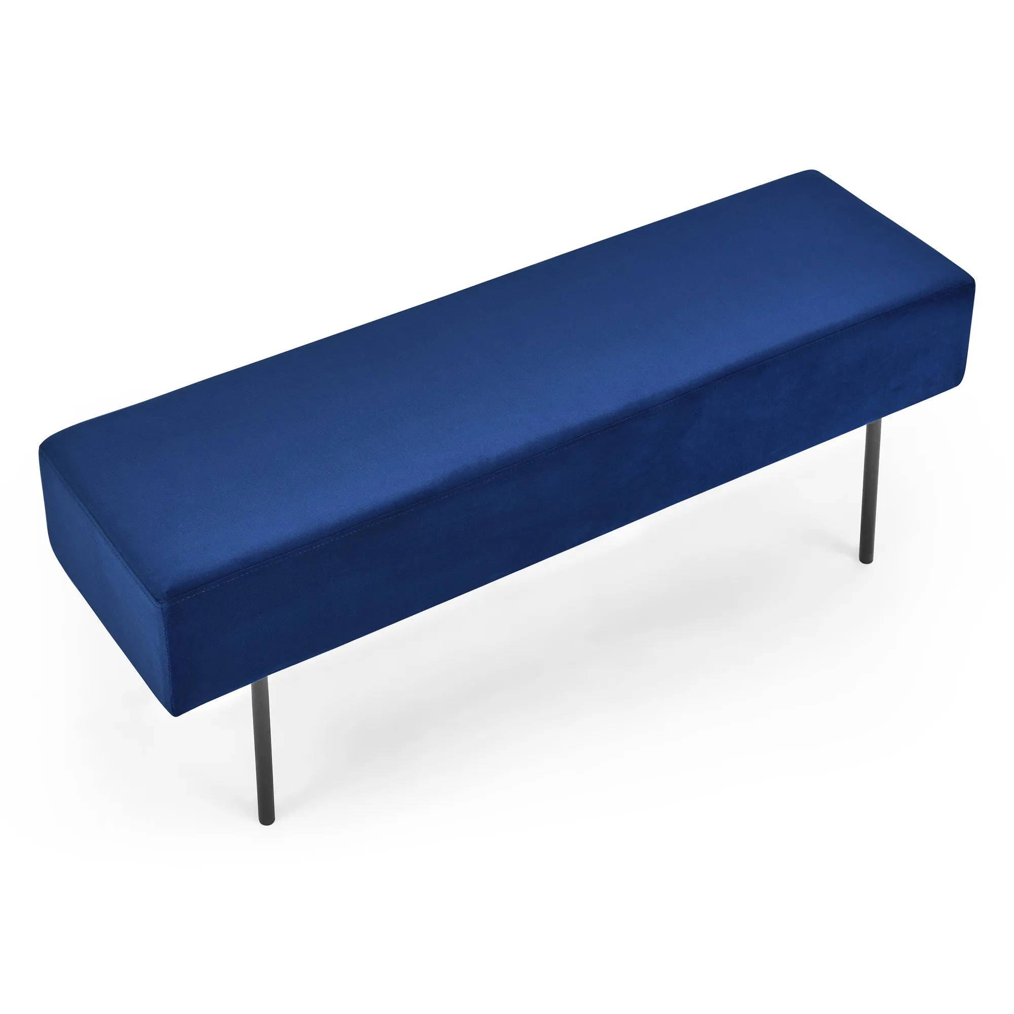 Contemporary Style Velvet Upholstered Bench - Blue