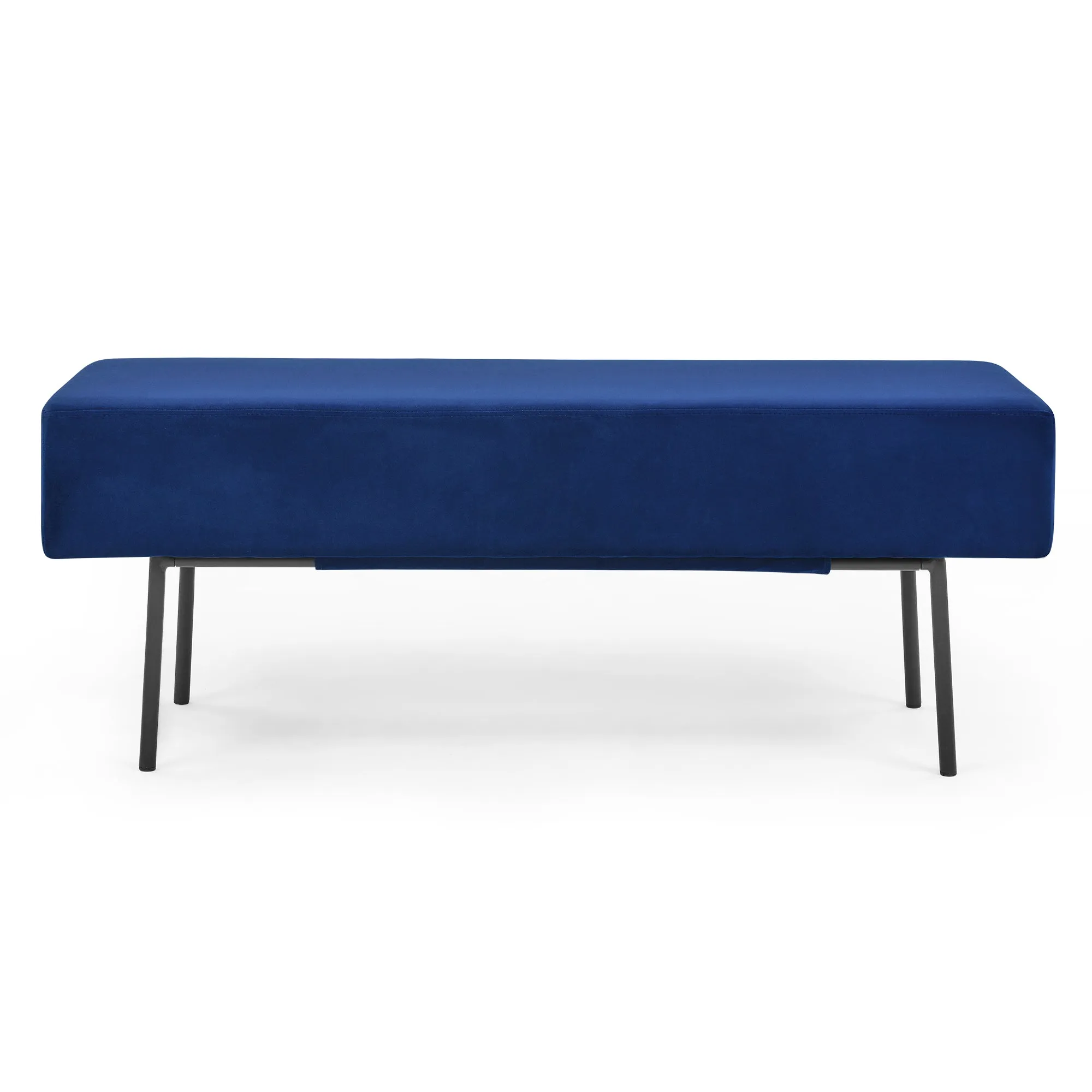 Contemporary Style Velvet Upholstered Bench - Blue