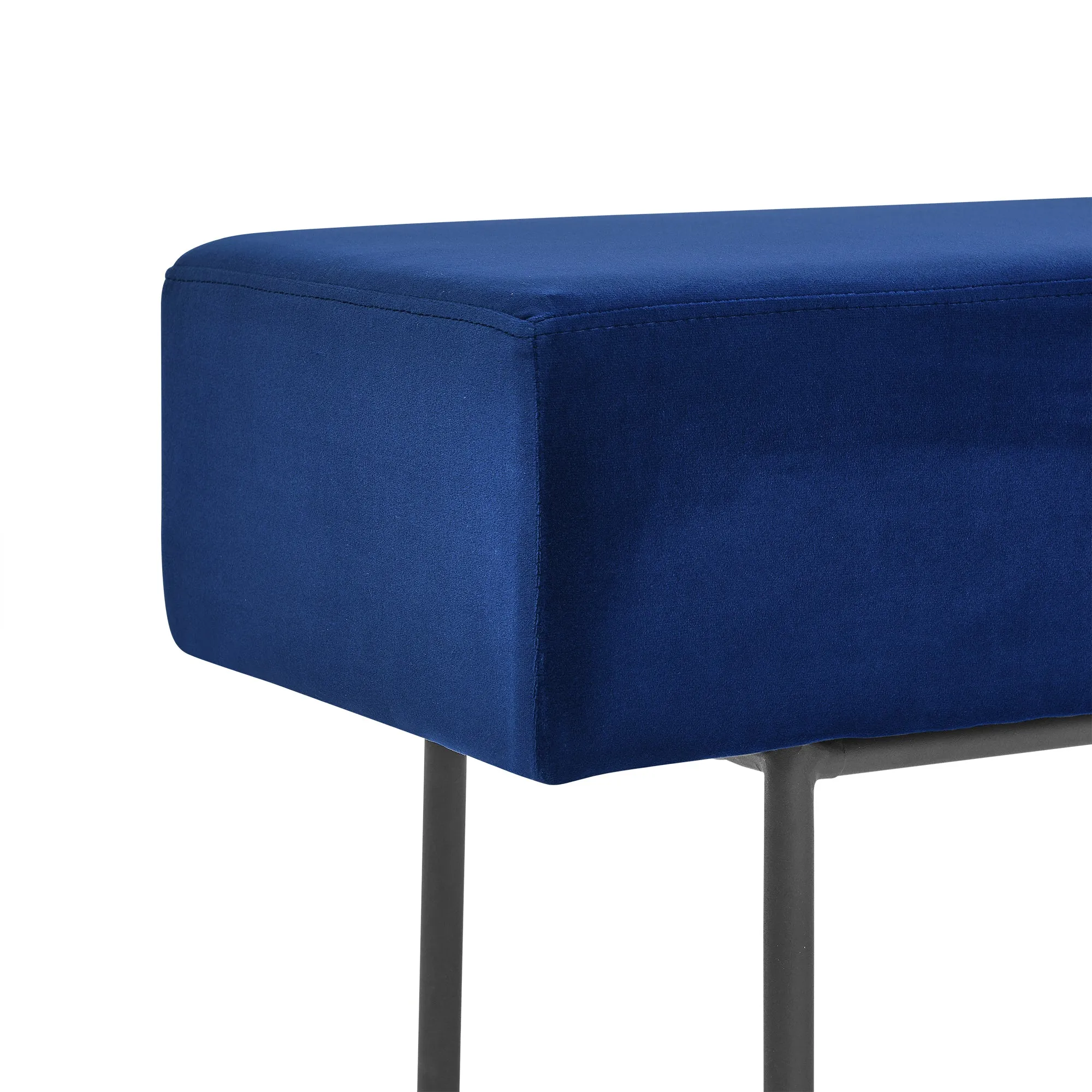 Contemporary Style Velvet Upholstered Bench - Blue