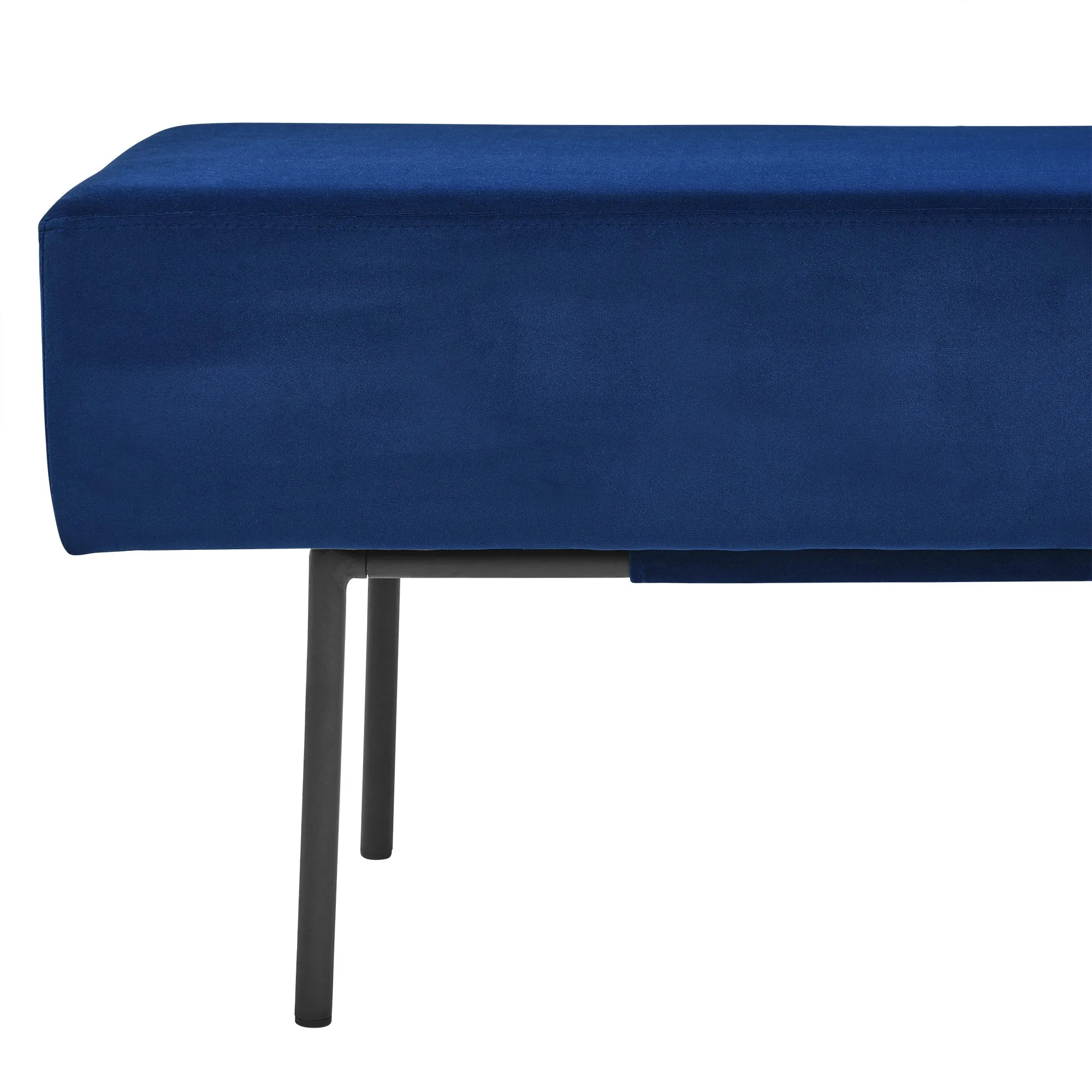 Contemporary Style Velvet Upholstered Bench - Blue